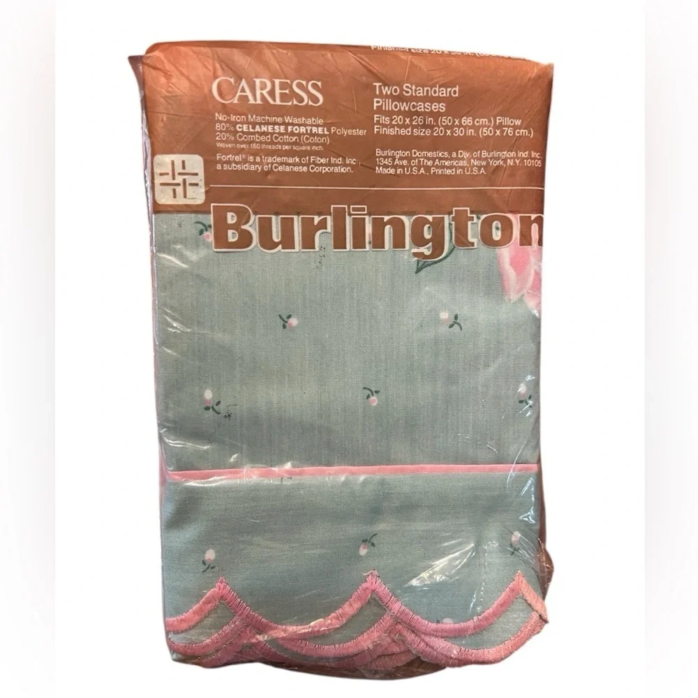 Vintage Burlington Caress 2 Pillowcases Floral Cottage Standard Sz NEW